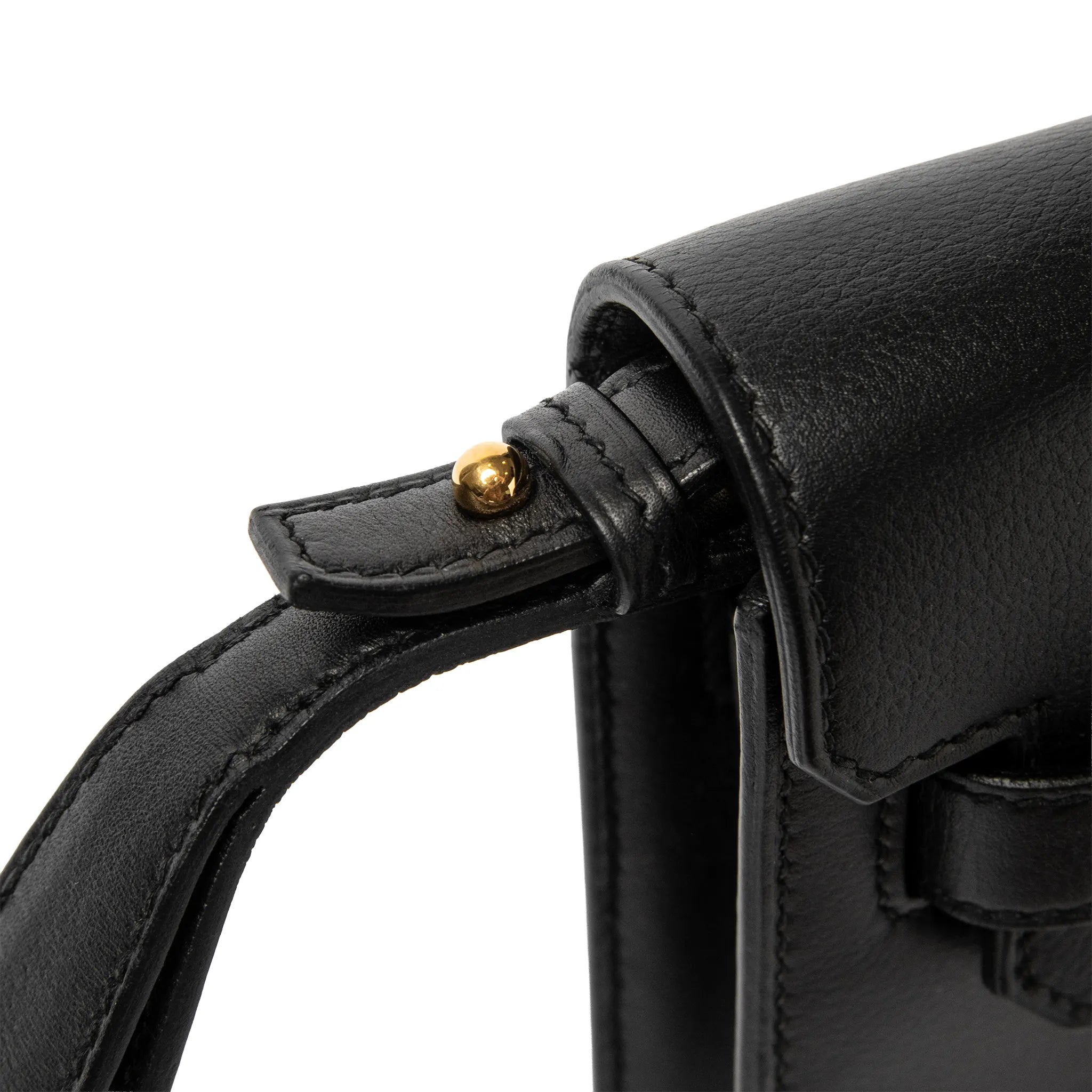 Detailed View of Hermes Kelly Depeches 25 Evercolor Black Gold Hardware H078398CC89